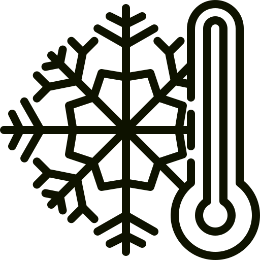 Snowflake and thermometer illustration.